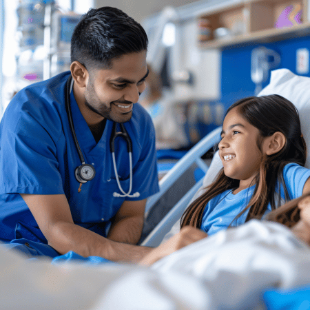 Pediatrician examining child